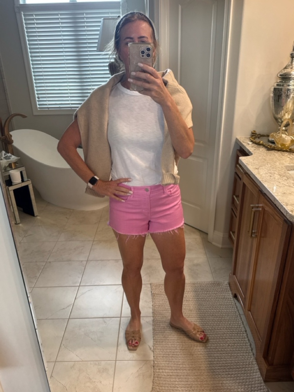 L’AGENCE Audrey Pink Denim Cutoff Shorts Size 27